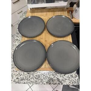 ED 4 Royal Doulton Ellen Degeneres Grey “love” Dinner Plates 11.5” Set Of 4 *